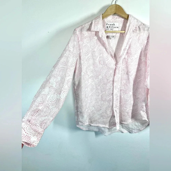 Frank & Eileen "Eileen" Classic Linen Relaxed Button-Up Floral Shirt Size Small - Picture 3 of 11